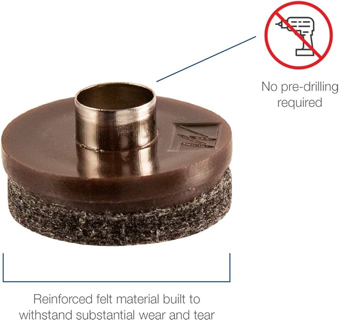 SoftTouch 1" Round Nail - On Felt Furniture Sliders, Protective Heavy - Duty Felt Pads for Wood Furniture and Hard Surfaces, 48 - Count, Brown | Furniture Pads - TrueDesk