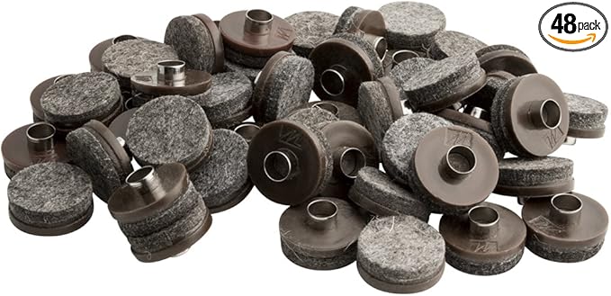 SoftTouch 1" Round Nail - On Felt Furniture Sliders, Protective Heavy - Duty Felt Pads for Wood Furniture and Hard Surfaces, 48 - Count, Brown | Furniture Pads - TrueDesk