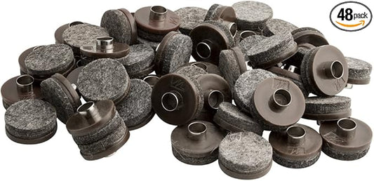 SoftTouch 1" Round Nail - On Felt Furniture Sliders, Protective Heavy - Duty Felt Pads for Wood Furniture and Hard Surfaces, 48 - Count, Brown | Furniture Pads - TrueDesk