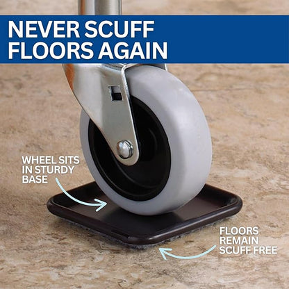 SoftTouch 2 - 1/2" Square Reusable Carpet Bottom Furniture Caster Cups for Office Chairs, Desks, and Carts, Furniture Wheel Caster Cups for Carpet and Hardwood Surfaces, 12 - Pack, Brown/Gray | Furniture Cups - TrueDesk