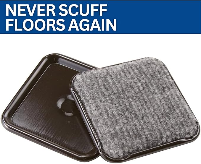 SoftTouch 2 - 1/2" Square Reusable Carpet Bottom Furniture Caster Cups for Office Chairs, Desks, and Carts, Furniture Wheel Caster Cups for Carpet and Hardwood Surfaces, 12 - Pack, Brown/Gray | Furniture Cups - TrueDesk