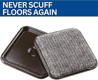SoftTouch 2 - 1/2" Square Reusable Carpet Bottom Furniture Caster Cups for Office Chairs, Desks, and Carts, Furniture Wheel Caster Cups for Carpet and Hardwood Surfaces, 12 - Pack, Brown/Gray | Furniture Cups - TrueDesk