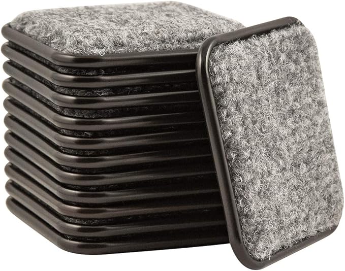 SoftTouch 2 - 1/2" Square Reusable Carpet Bottom Furniture Caster Cups for Office Chairs, Desks, and Carts, Furniture Wheel Caster Cups for Carpet and Hardwood Surfaces, 12 - Pack, Brown/Gray | Furniture Cups - TrueDesk