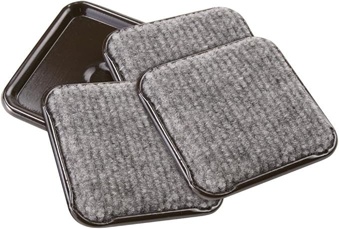 SoftTouch 2 - 1/2" Square Reusable Carpet Bottom Furniture Caster Cups for Office Chairs, Desks, and Carts, Furniture Wheel Caster Cups for Carpet and Hardwood Surfaces, 12 - Pack, Brown/Gray | Carpet Carpet Tiles - TrueDesk