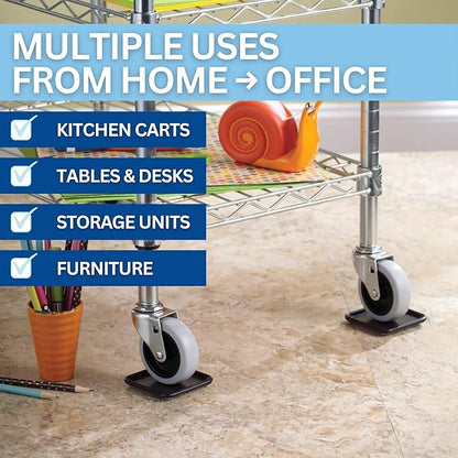 SoftTouch 2 - 1/2" Square Reusable Carpet Bottom Furniture Caster Cups for Office Chairs, Desks, and Carts, Furniture Wheel Caster Cups for Carpet and Hardwood Surfaces, 12 - Pack, Brown/Gray | Furniture Cups - TrueDesk