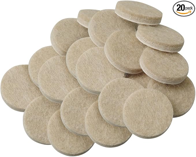SoftTouch 20 Pack 3/4" Round Felt Pads – Heavy Duty Self - Stick Furniture Leg Protectors for Hardwood, Tile, Laminate & Vinyl Floors – Prevents Scratches & Reduces Noise, Linen | Furniture Pads - TrueDesk