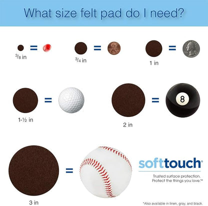 SoftTouch 20 Pack 3/4" Round Felt Pads – Heavy Duty Self - Stick Furniture Leg Protectors for Hardwood, Tile, Laminate & Vinyl Floors – Prevents Scratches & Reduces Noise, Linen | Furniture Pads - TrueDesk
