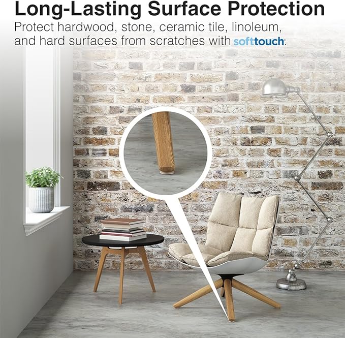 SoftTouch 20 Pack 3/4" Round Felt Pads – Heavy Duty Self - Stick Furniture Leg Protectors for Hardwood, Tile, Laminate & Vinyl Floors – Prevents Scratches & Reduces Noise, Linen | Furniture Pads - TrueDesk