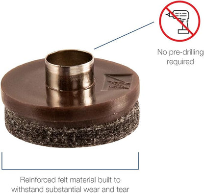 SoftTouch 8 Pack 1" Round Nail - On Felt Pads – Heavy Duty Furniture Leg Protectors for Hardwood, Tile & Laminate Floors – Prevents Scratches & Reduces Noise, Walnut Brown | Furniture Pads - TrueDesk