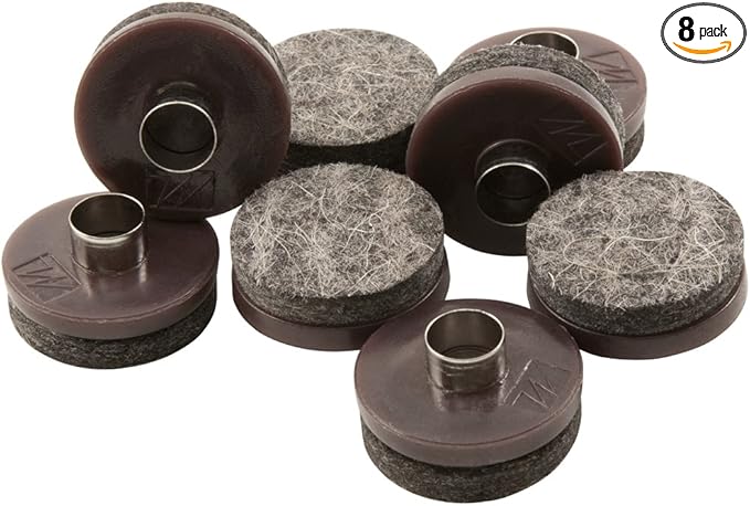 SoftTouch 8 Pack 1" Round Nail - On Felt Pads – Heavy Duty Furniture Leg Protectors for Hardwood, Tile & Laminate Floors – Prevents Scratches & Reduces Noise, Walnut Brown | Furniture Pads - TrueDesk