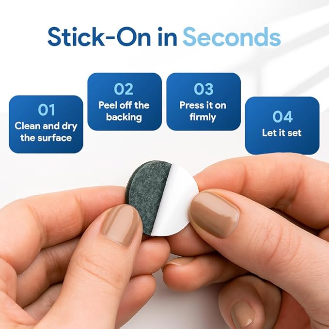 SoftTouch Assorted Size Round Mini Self - Stick Furniture Slider Felt Pads for Hard Surfaces, Noise - Reducing Adhesive Furniture Moving Pads for Beds, Sofas, Dressers, 46 - Count, Brown | Furniture Pads - TrueDesk