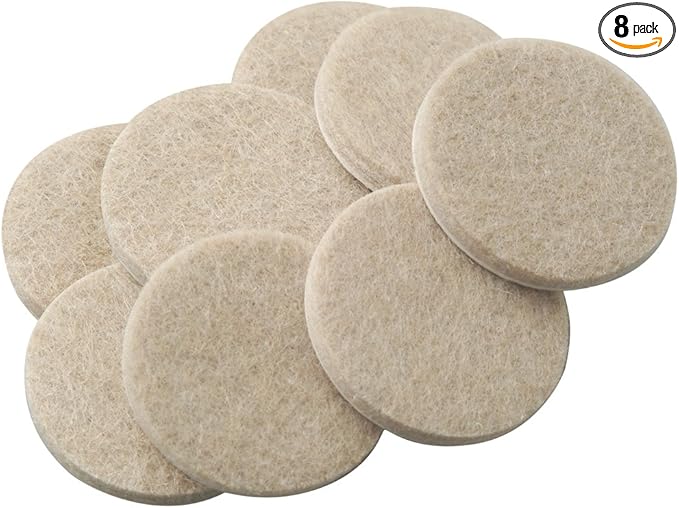 SOFTTOUCH "Self - Stick Furniture Round Felt Pads for Hard Surfaces – Protect Your Hard Floors from Furniture Scratches, 1 - 1/2"" Linen, Round (8 Pieces)" (4719395N) | Furniture Pads - TrueDesk