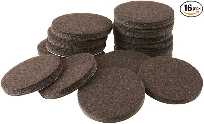 SOFTTOUCH "Self - Stick Furniture Round Felt Pads for Hard Surfaces – Protect Your Hard Floors from Furniture Scratches, 1"" Walnut Brown, Round (16 Pieces)" (4728495N) | Furniture Pads - TrueDesk