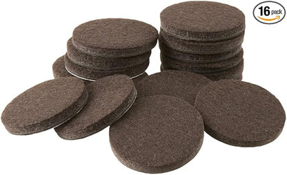 SOFTTOUCH "Self - Stick Furniture Round Felt Pads for Hard Surfaces – Protect Your Hard Floors from Furniture Scratches, 1"" Walnut Brown, Round (16 Pieces)" (4728495N) | Furniture Pads - TrueDesk