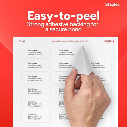 Staples 1" x 2 - 5/8" Address Labels, White – Printable Laser & Inkjet Mailing Labels, 750 Labels per Box | Laser Inkjet Printer Labels - TrueDesk
