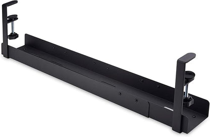 StarTech.com Under Desk Cable Management Tray, Length Adjustable, Clamp - On Installation, No Drilling Required, Black | Cable Raceways - TrueDesk