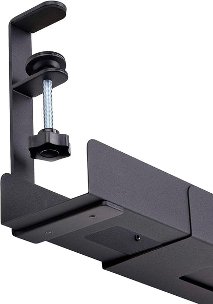 StarTech.com Under Desk Cable Management Tray, Length Adjustable, Clamp - On Installation, No Drilling Required, Black | Cable Raceways - TrueDesk