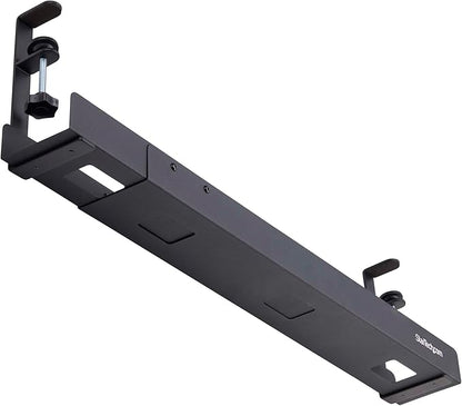 StarTech.com Under Desk Cable Management Tray, Length Adjustable, Clamp - On Installation, No Drilling Required, Black | Cable Raceways - TrueDesk