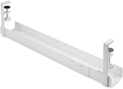 StarTech.com Under Desk Cable Management Tray, Length Adjustable, Clamp - On Installation, No Drilling Required, White | Cable Raceways - TrueDesk