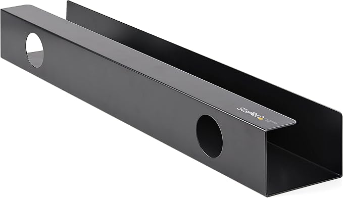 StarTech.com Under Desk Cable Management Tray - Office/Standing Desk Cable Tray Organizer - Desk/Table Mount Holder for Cords/Wire/Power Strip - Computer Cable Manager - 23 - 1/2"L x 4 - 1/2"D (UDCMTRAY) | Cable Raceways - TrueDesk