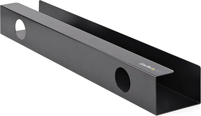 StarTech.com Under Desk Cable Management Tray - Office/Standing Desk Cable Tray Organizer - Desk/Table Mount Holder for Cords/Wire/Power Strip - Computer Cable Manager - 23 - 1/2"L x 4 - 1/2"D (UDCMTRAY) | Cable Raceways - TrueDesk