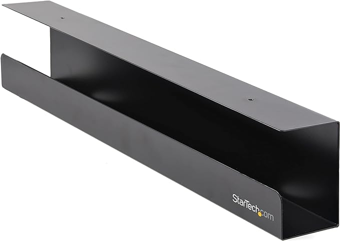 StarTech.com Under Desk Cable Management Tray - Office/Standing Desk Cable Tray Organizer - Desk/Table Mount Holder for Cords/Wire/Power Strip - Computer Cable Manager - 23 - 1/2"L x 4 - 1/2"D (UDCMTRAY) | Cable Raceways - TrueDesk