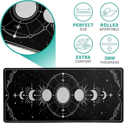 Sun Moon Gaming Mouse Pad Black Large Mouse Pad for Keyboard and Mousepad Desk Mat with 3mm Non - Slip Base and Stitched Edge for Gaming and Office Computer Mat Protector Mat 31.5x11.8 Inch | Mouse Pads - TrueDesk