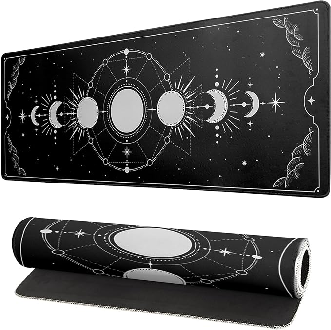 Sun Moon Gaming Mouse Pad Black Large Mouse Pad for Keyboard and Mousepad Desk Mat with 3mm Non - Slip Base and Stitched Edge for Gaming and Office Computer Mat Protector Mat 31.5x11.8 Inch | Mouse Pads - TrueDesk