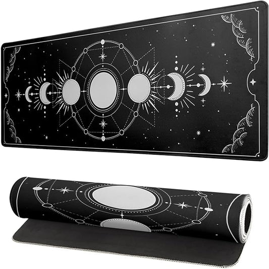 Sun Moon Gaming Mouse Pad Black Large Mouse Pad for Keyboard and Mousepad Desk Mat with 3mm Non - Slip Base and Stitched Edge for Gaming and Office Computer Mat Protector Mat 31.5x11.8 Inch | Mouse Pads - TrueDesk