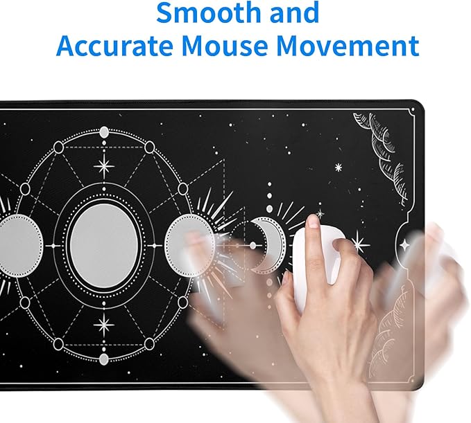 Sun Moon Gaming Mouse Pad Black Large Mouse Pad for Keyboard and Mousepad Desk Mat with 3mm Non - Slip Base and Stitched Edge for Gaming and Office Computer Mat Protector Mat 31.5x11.8 Inch | Mouse Pads - TrueDesk