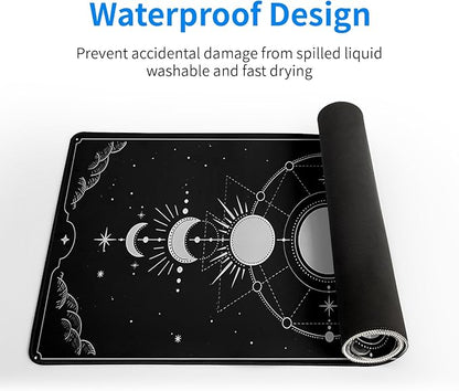 Sun Moon Gaming Mouse Pad Black Large Mouse Pad for Keyboard and Mousepad Desk Mat with 3mm Non - Slip Base and Stitched Edge for Gaming and Office Computer Mat Protector Mat 31.5x11.8 Inch | Mouse Pads - TrueDesk