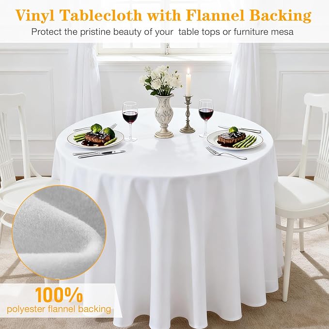 Table Pad Protector with Flannel Backing Cut to Fit Waterproof Heat Resistant Heavy - Duty Reusable Table Cloth 52" Round Vinyl Table Padding Under Tablecloth | Table Pads - TrueDesk