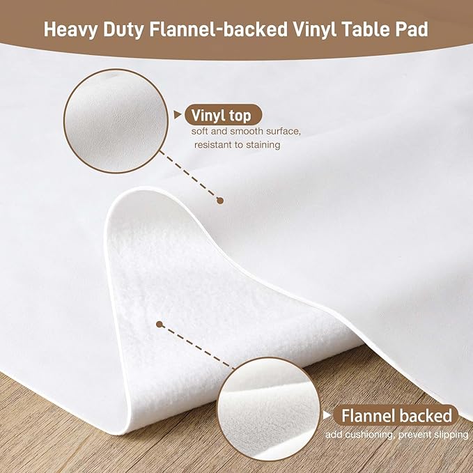 Table Protector Pad with Flannel Backing, Heavy - Duty Vinyl Table Padding Under Tablecloth, Waterproof, Heat Resistant, 60 inches, Round | Table Pads - TrueDesk