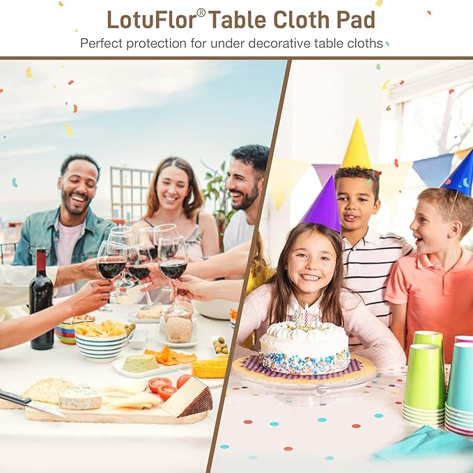 Table Protector Pad with Flannel Backing, Heavy - Duty Vinyl Table Padding Under Tablecloth, Waterproof, Heat Resistant, 60 inches, Round | Table Pads - TrueDesk