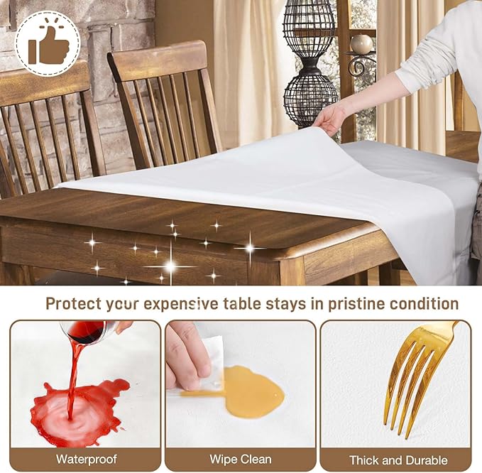 Table Protector Pad with Flannel Backing, Heavy - Duty Vinyl Table Padding Under Tablecloth, Waterproof, Heat Resistant, 60 inches, Round | Table Pads - TrueDesk