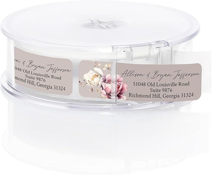 Taupe Watercolor Floral Rolled Address Labels / 250 Personalized Return Address Labels/Designer Address Stickers in Elegant Plastic Dispenser | Address Labels - TrueDesk