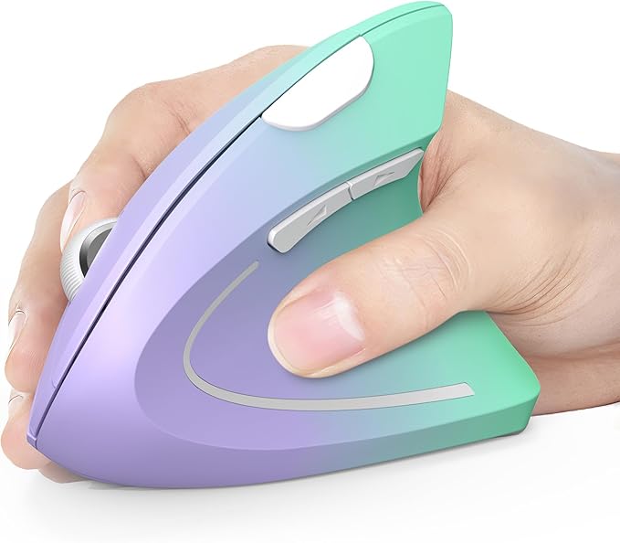 TECKNET 2.4G Ergonomic Mouse Vertical Wireless - 4800 DPI Optical Carpal Tunnel Mice Right Hand, 4800 DPI Adjustable, Quiet Clicks, 6 Buttons for Laptop, Desktop, PC, Computer - Green Purple | Mice - TrueDesk