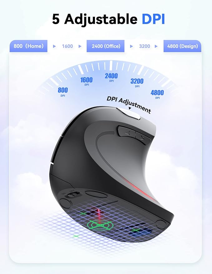 TECKNET 2.4G Ergonomic Mouse Vertical Wireless - 4800 DPI Optical Carpal Tunnel Mouse Right Hand, 5 Adjustable DPI, Quiet Clicks, 6 Buttons for Laptop, Desktop, PC, Computer - Black | Mice - TrueDesk