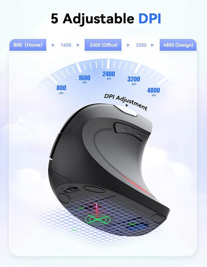 TECKNET 2.4G Ergonomic Mouse Vertical Wireless - 4800 DPI Optical Carpal Tunnel Mouse Right Hand, 5 Adjustable DPI, Quiet Clicks, 6 Buttons for Laptop, Desktop, PC, Computer - Black | Mice - TrueDesk
