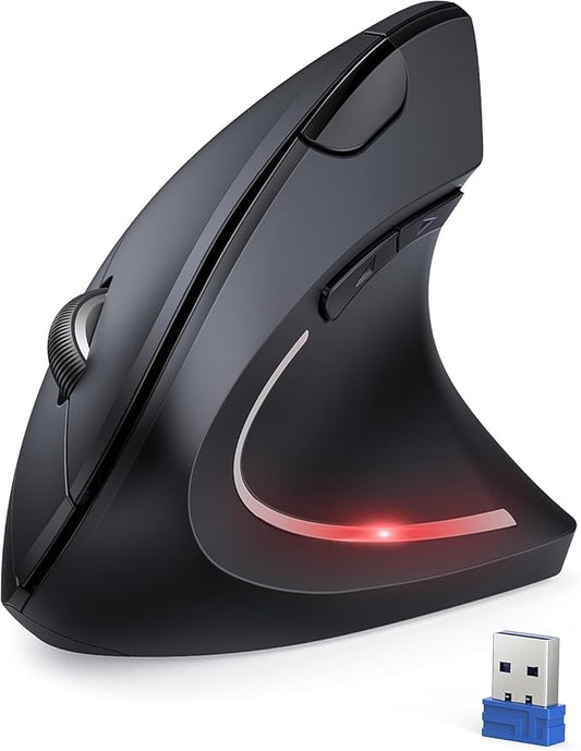 TECKNET 2.4G Ergonomic Mouse Vertical Wireless - 4800 DPI Optical Carpal Tunnel Mouse Right Hand, 5 Adjustable DPI, Quiet Clicks, 6 Buttons for Laptop, Desktop, PC, Computer - Black | Mice - TrueDesk