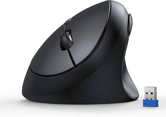 TECKNET Ergonomic Mouse, 4800 DPI 5 Adjustable DPI Levels, Wireless Vertical Mouse, 6 Buttons, 2.4G Silent Mouse for Laptop, PC, Chromebook, Mac - Black | Mice - TrueDesk