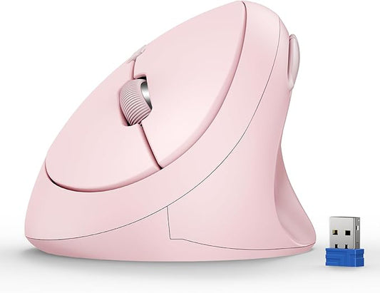 TECKNET Ergonomic Mouse, 4800 DPI Wireless Vertical Mouse, 5 Adjustable DPI Levels, 6 Buttons, 2.4G Silent Wireless Mouse for Laptop, PC, Chromebook - Pink | Mice - TrueDesk