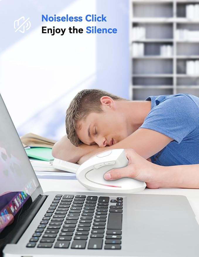 TECKNET Ergonomic Mouse, 4800 DPI Wireless Vertical Mouse with 5 Adjustable DPI Levels, 6 Buttons, 2.4GHz Optical Carpal Tunnel Mouse for Laptop, Desktop, PC, MacBook - White | Mice - TrueDesk