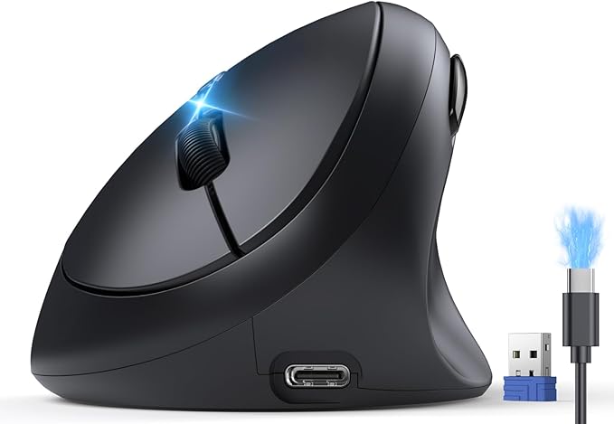 TECKNET Ergonomic Mouse, Bluetooth Wireless Vertical Mouse, Rechargeable Battery, Quiet Clicks, 4800 DPI Adjustable, BT5.0/3.0 & 2.4G Connect, Easy to use, Wide Compatibility - Black | Mice - TrueDesk