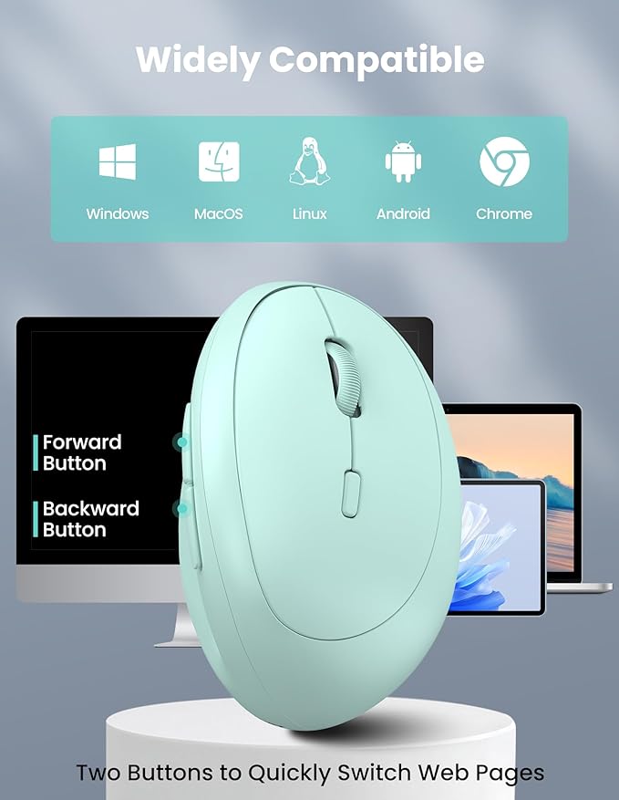 TECKNET Ergonomic Mouse, Bluetooth Wireless Vertical Mouse, Rechargeable Battery, Quiet Clicks, 4800 DPI Adjustable, BT5.0/3.0 & 2.4G Connect, Easy to use, Wide Compatibility | Mice - TrueDesk