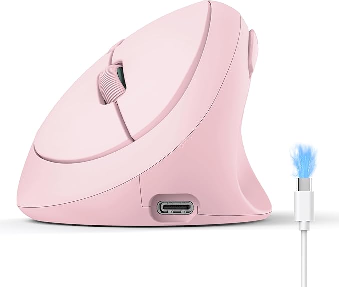 TECKNET Ergonomic Mouse, Bluetooth Wireless Vertical Mouse, Rechargeable Battery, Quiet Clicks, 4800 DPI Adjustable, BT5.0/3.0 & 2.4G Connect, Easy to use, Wide Compatibility - Pink | Mice - TrueDesk