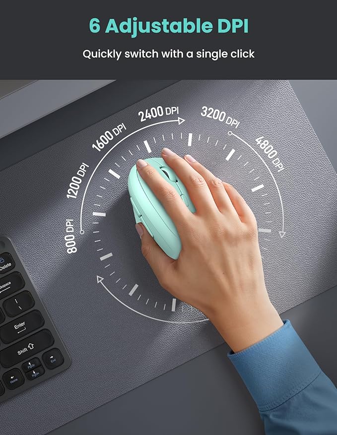 TECKNET Ergonomic Mouse, Bluetooth Wireless Vertical Mouse, Rechargeable Battery, Quiet Clicks, 4800 DPI Adjustable, BT5.0/3.0 & 2.4G Connect, Easy to use, Wide Compatibility | Mice - TrueDesk