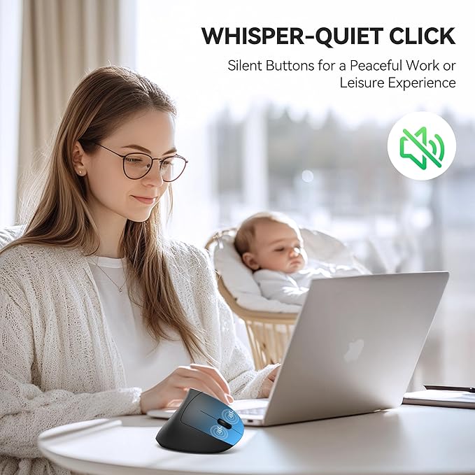 TECKNET Ergonomic Mouse, Jiggler Bluetooth Wireless Vertical Mouse, 4800 DPI Silent Mouse with 6 Adjustable DPI Levels, 2.4GHz (USB A & C) Mouse, 6 Buttons Computer Mice - Wide Compatibility | Mice - TrueDesk