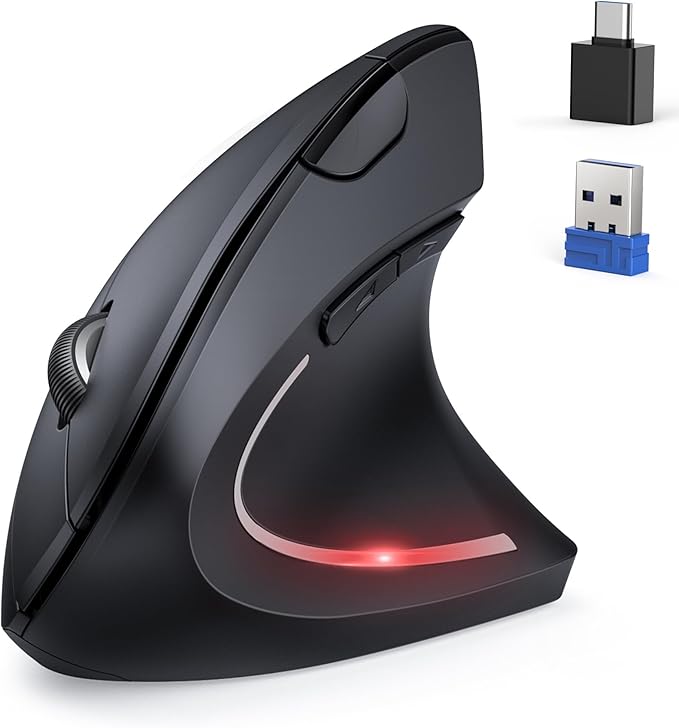 TECKNET Ergonomic Mouse, Jiggler Bluetooth Wireless Vertical Mouse, 4800 DPI Silent Mouse with 6 Adjustable DPI Levels, 2.4GHz (USB A & C) Mouse, 6 Buttons Computer Mice - Wide Compatibility | Mice - TrueDesk