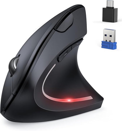 TECKNET Ergonomic Mouse, Jiggler Bluetooth Wireless Vertical Mouse, 4800 DPI Silent Mouse with 6 Adjustable DPI Levels, 2.4GHz (USB A & C) Mouse, 6 Buttons Computer Mice - Wide Compatibility | Mice - TrueDesk